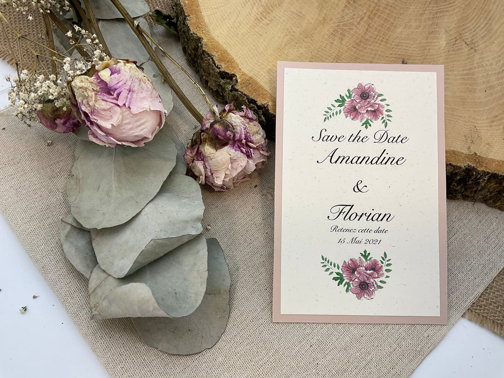 Save the date - invitation mariage -save the date florale -theme de mariage fleurs - décoration de mariage