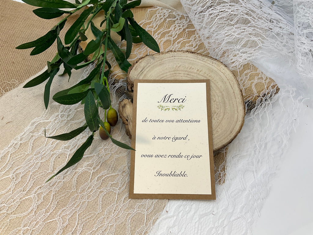 carte de remerciements mariage- décoration nature et végétale