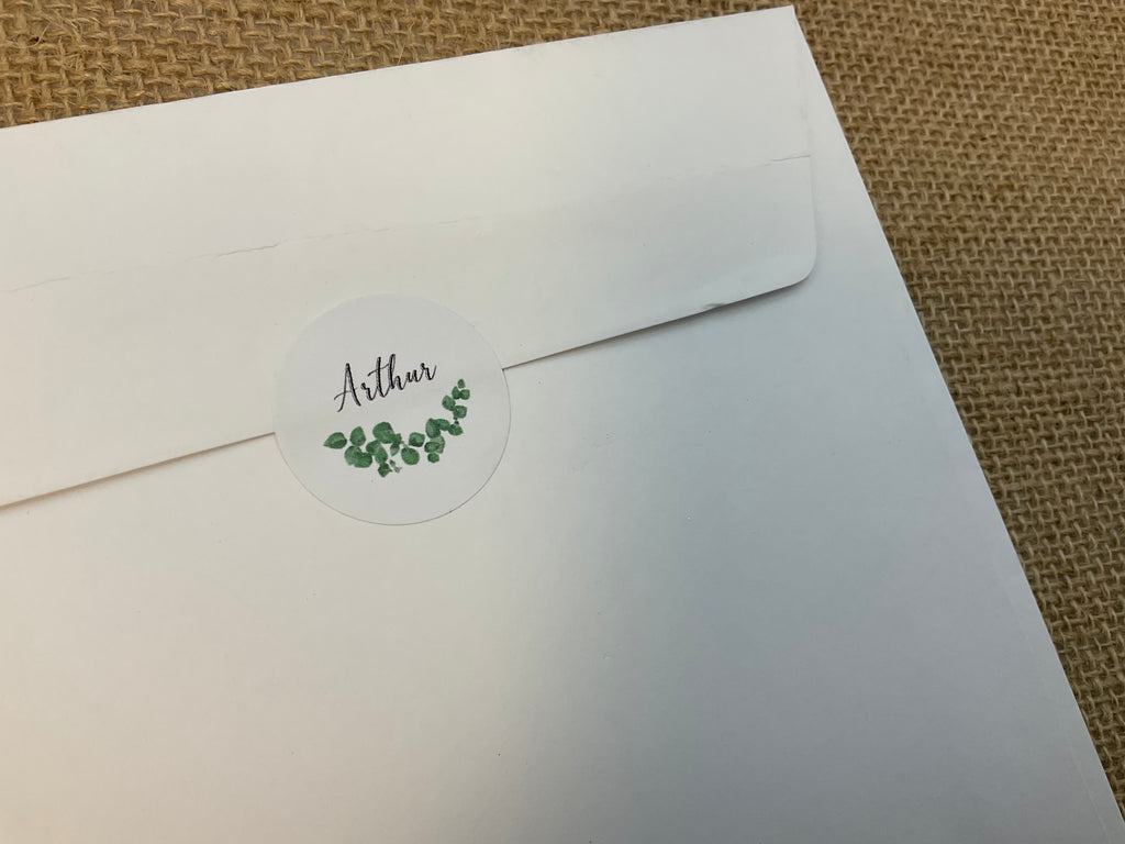 Stickers enveloppe faire-part naissance avec personnalisation prénom